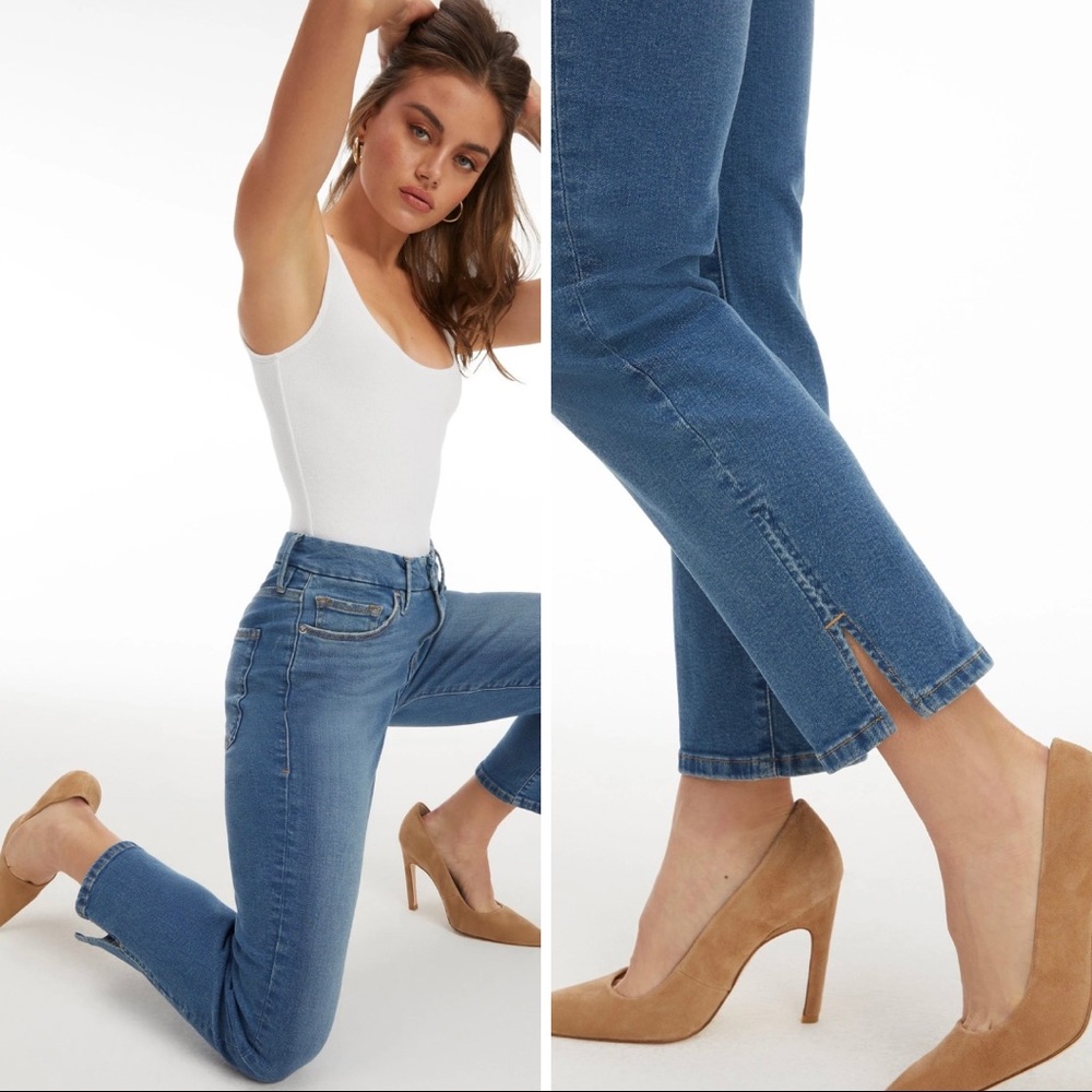 Good American Petite Straight Slit Rave Mid Rise - Picture 2 of 2